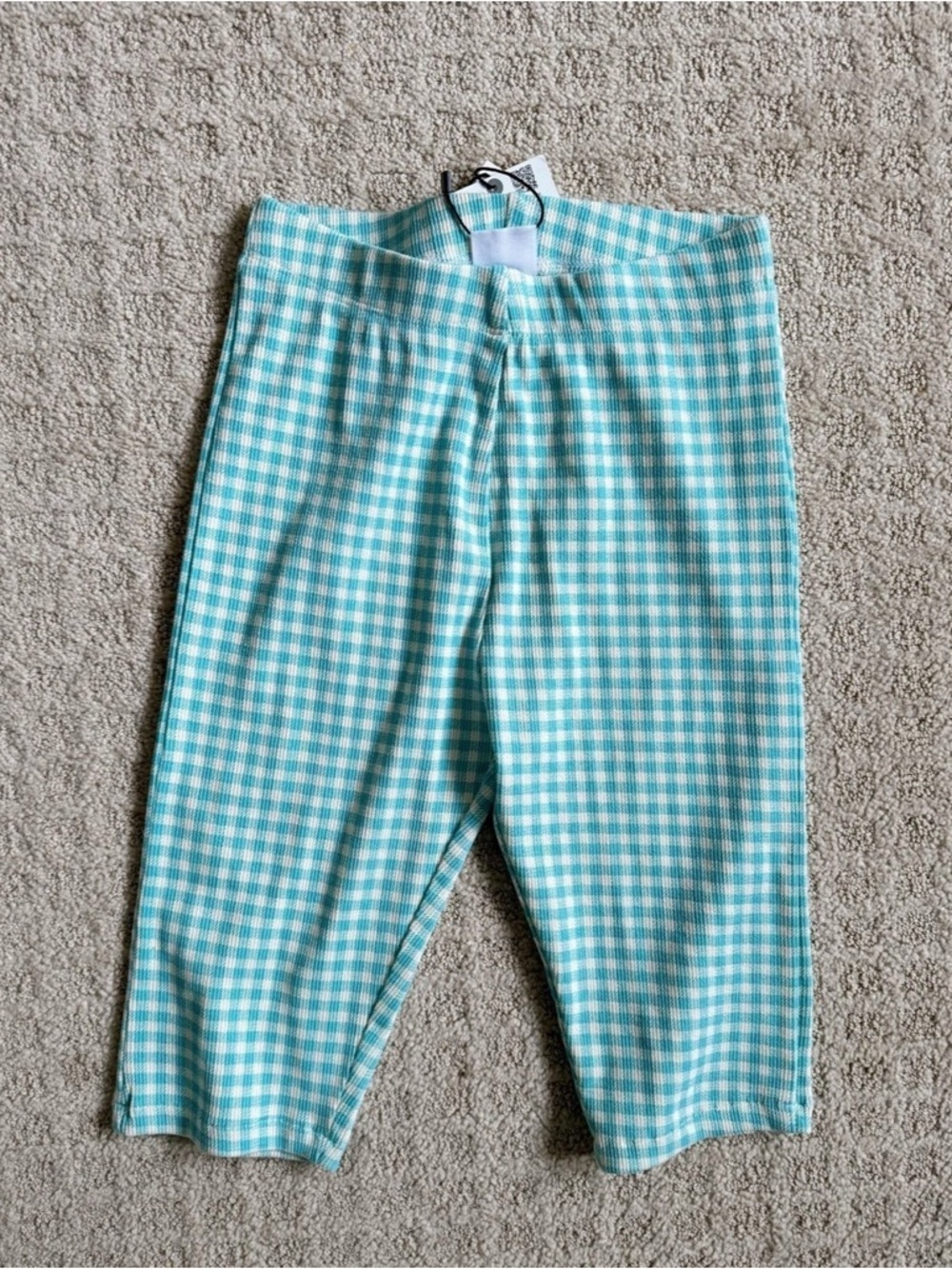 Zara Kids Turquoise and White Gingham Pajama Bottoms